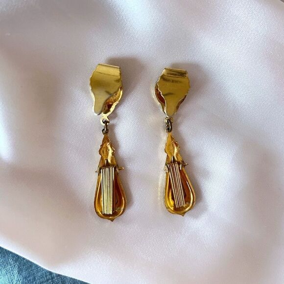 Vintage Spanish Damascene Drop Earrings - Picture 4 of 5